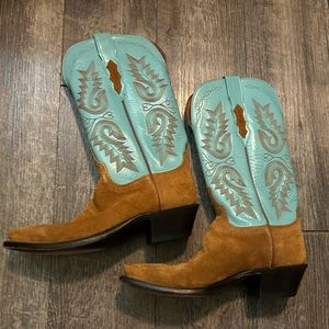 Lucchese 1883 Turquoise and Suede Leather Boots 6.5